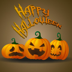 Happy halloween card with funny jack o lanterns