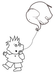 Vector boy and elephant