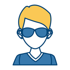 Young man with sunglasses cartoon icon vector illustration graphic design