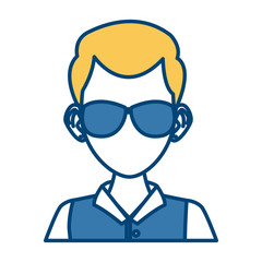 Young man with sunglasses cartoon icon vector illustration graphic design