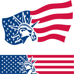 Statue of Liberty. American symbol. American flag. USA. Freedom. © etraveler