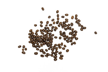 Coffee beans isolated on white background. Close up image.
