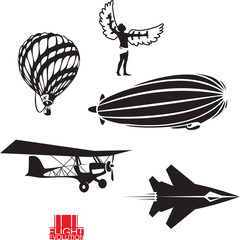 Flight evolution. Vector icons set - obrazy, fototapety, plakaty
