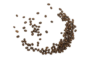 Coffee beans isolated on white background. Close up image.