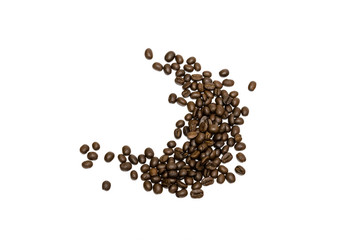 Coffee beans isolated on white background. Close up image.