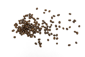 Coffee beans isolated on white background. Close up image.