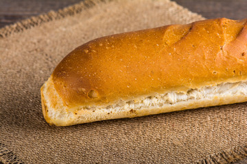 Baguette bread on wooden table