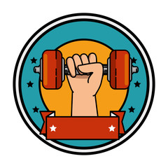 hand human with weight lifting isolated icon