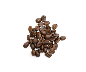Coffee beans isolated on white background. Close up image.