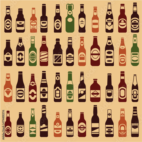 beer bottles vector collection beer vintage seamless background 44