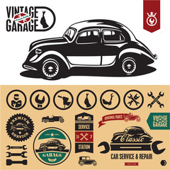 Vintage car garage labels