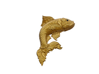 The golden fish of statue. (clipping path)