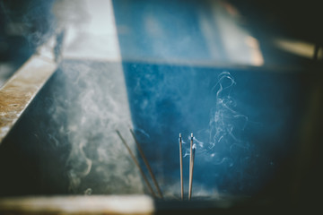 Burn incenses in temple