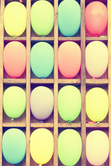 Multicolored balloons as a target, background, effect instagram,