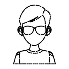 Young man with sunglasses cartoon icon vector illustration graphic design