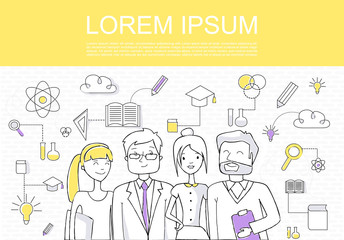 Character design set line icons