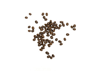 Coffee beans isolated on white background. Close up image.