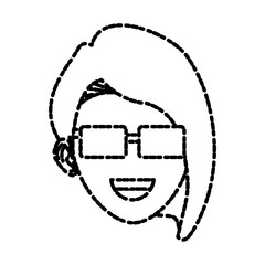 Young woman with sunglasses cartoon icon vector illustration graphic design