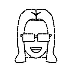 Young woman with sunglasses cartoon icon vector illustration graphic design