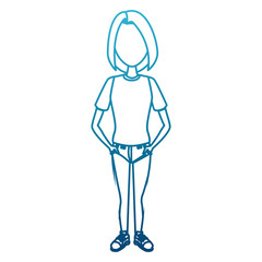 Young woman cartoon icon vector illustration graphic design