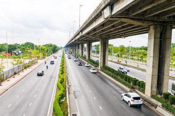 Less traffic on highway, Bangkok, Thailand