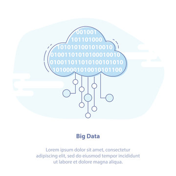 Cloud Computing or Cloud Storage isolated on blue background. Vector illustration in light colors.