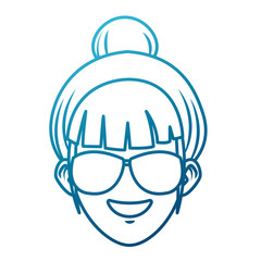 Young woman with sunglasses cartoon icon vector illustration graphic design