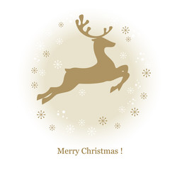 Christmas geething card with silhouette of deer. Vector illustration for Christmas packaging, textiles, wallpaper. 