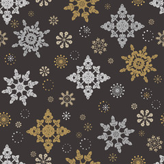 Seamless pattern with snowflakes  for Christmas packaging, textiles, wallpaper. Vector illustration. 