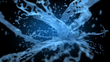 Blue water splash abstract background