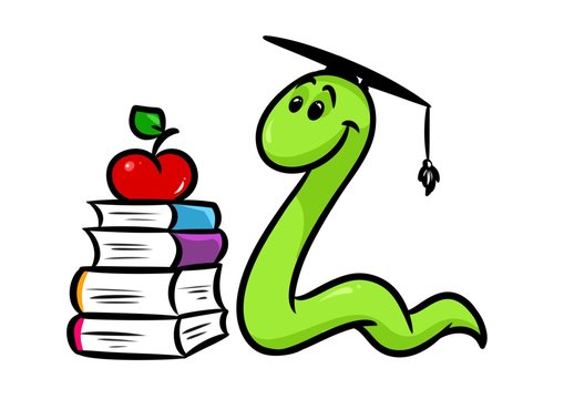 Bookworm Book Teaching Cartoon Illustration 