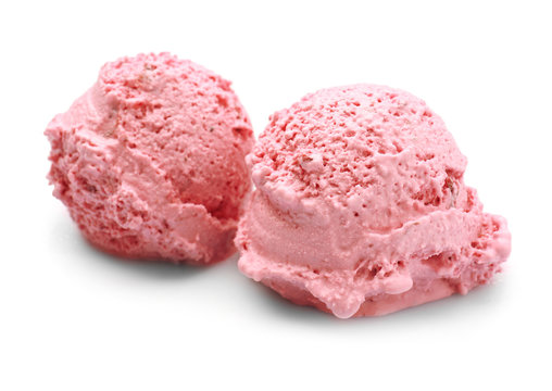 Delicious strawberry ice-cream on white background