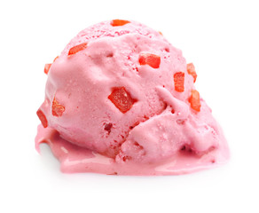 Delicious strawberry ice-cream on white background