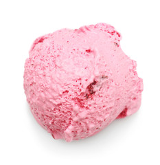 Delicious strawberry ice-cream on white background