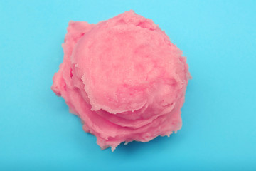 Delicious strawberry ice-cream on color background