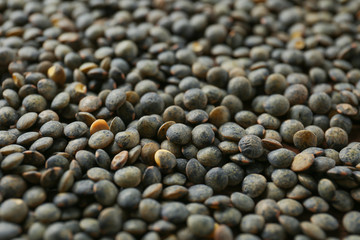 Healthy lentils as background, closeup