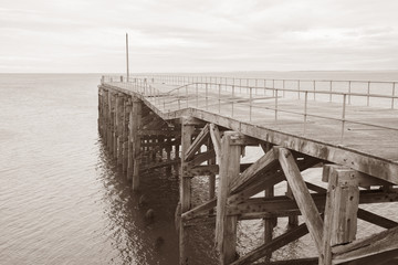 Obraz premium Old Pier at Trefor; Caernarfon; Wales; UK