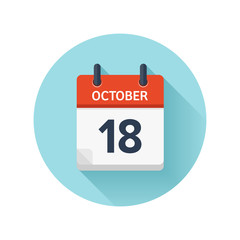 October 18. Vector flat daily calendar icon. Date and time, day, month 2018. Holiday. Season.