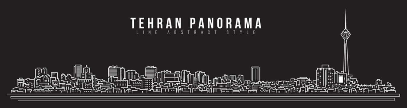 Cityscape Building Line art Vector Illustration design - Tehran city panorama