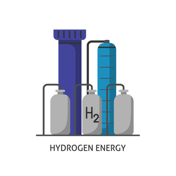 Hydrogen plant icon in flat style