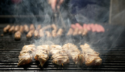 chicken meat on a coal barbecue