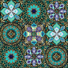 Colorful floral seamless pattern from squares