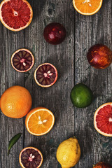 Citrus fruits on a gray background