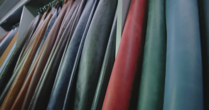 Varicoloured specimens of different leather articles