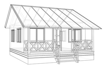 Private house sketch. Vector