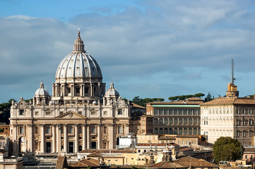 Fototapeta na wymiar View of San Peter basilica, Rome, Italy.