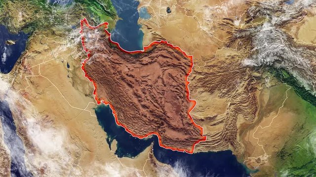 Cartina dell&rsquo;Iran e confini, cartina fisica Medio Oriente, penisola arabica, cartina con rilievi e montagne