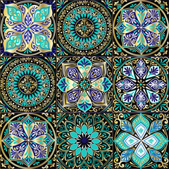 Colorful floral seamless pattern from squares