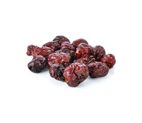 Dried jujube fruits on white background