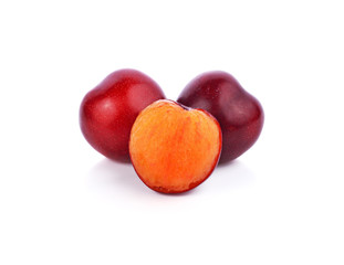 Fototapeta na wymiar Fresh plum is isolated on white background.